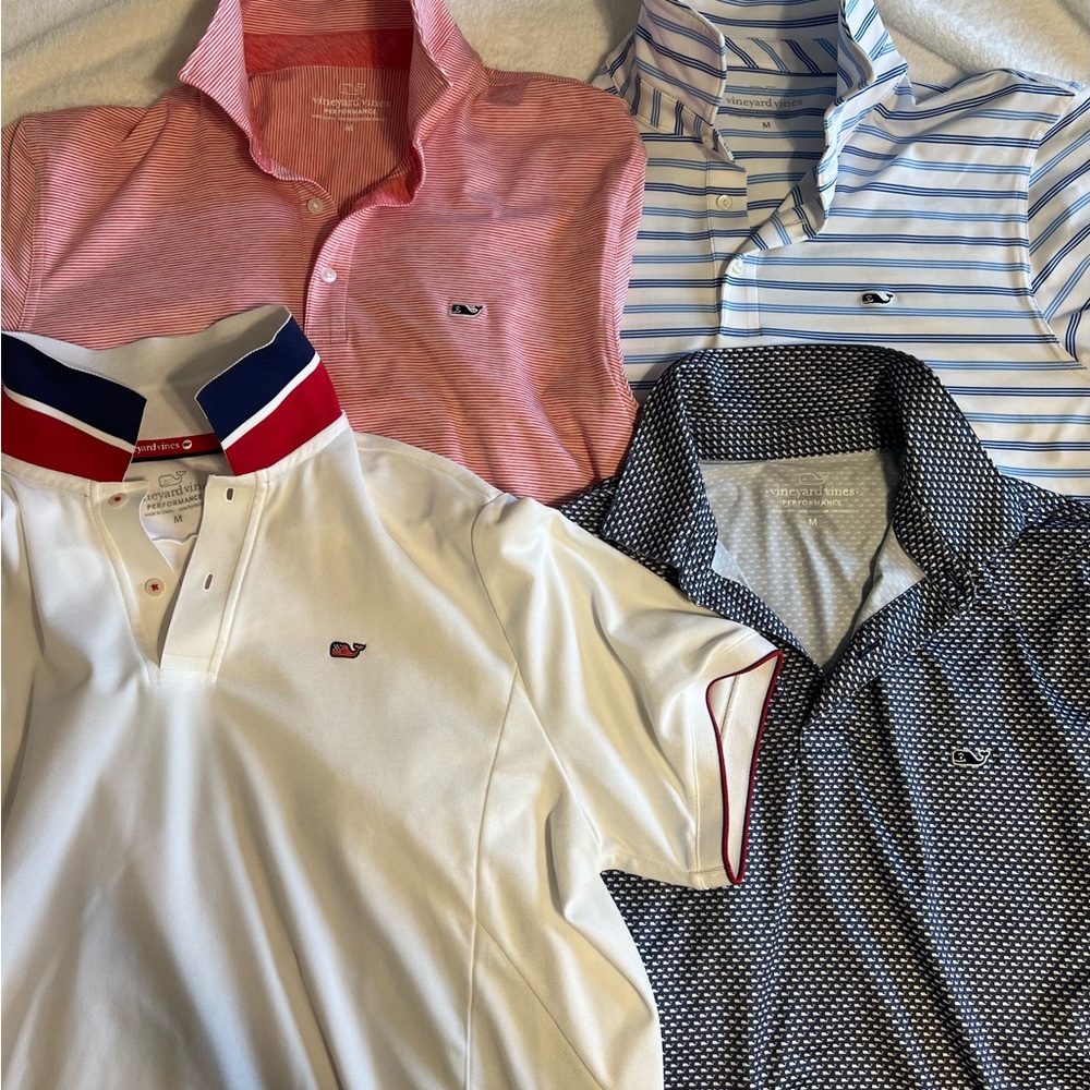 Vineyard Vines Men’s Golf Polo Bundle with 4 Polos ALL size Medium.